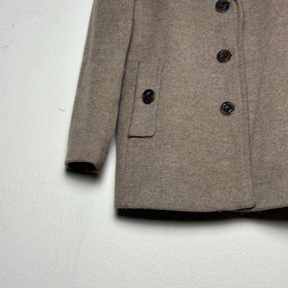 Calvin Klein Silk Wool Blend Brown Peacoat Jacket Women L Outerwear Winter Fall - Picture 11 of 15